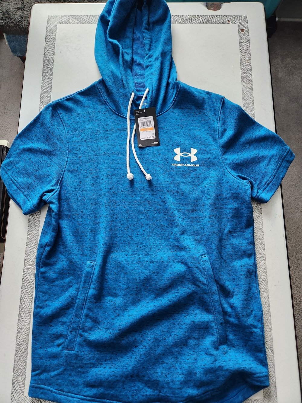 Under Armour Men's Teal Blue Short-Sleeve Hoodie